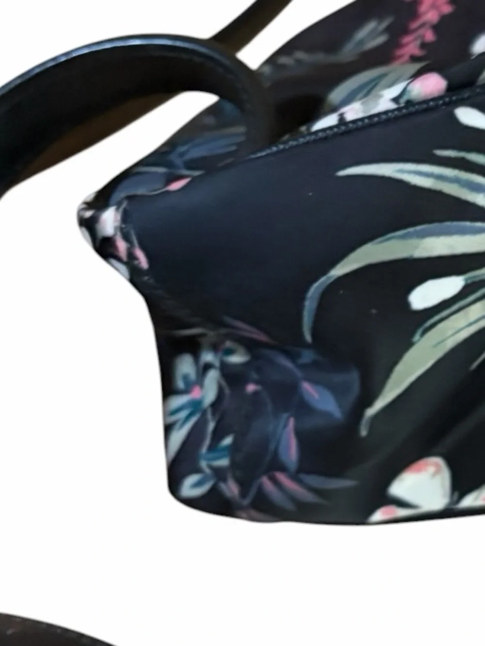 Kate Spade Botanical‎ Print Bradley Nylon Backpack Black Saffiano Leather Straps